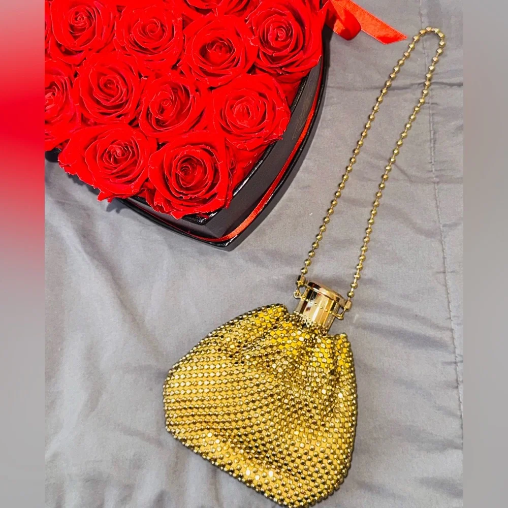 💥SALE Vintage Gold Bead Metal Mesh Minaudière Concertina Closure Bagcirca1950-70 - Picture 9 of 12